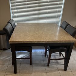 Marble Top Breakfast Table With 6 Chairs 