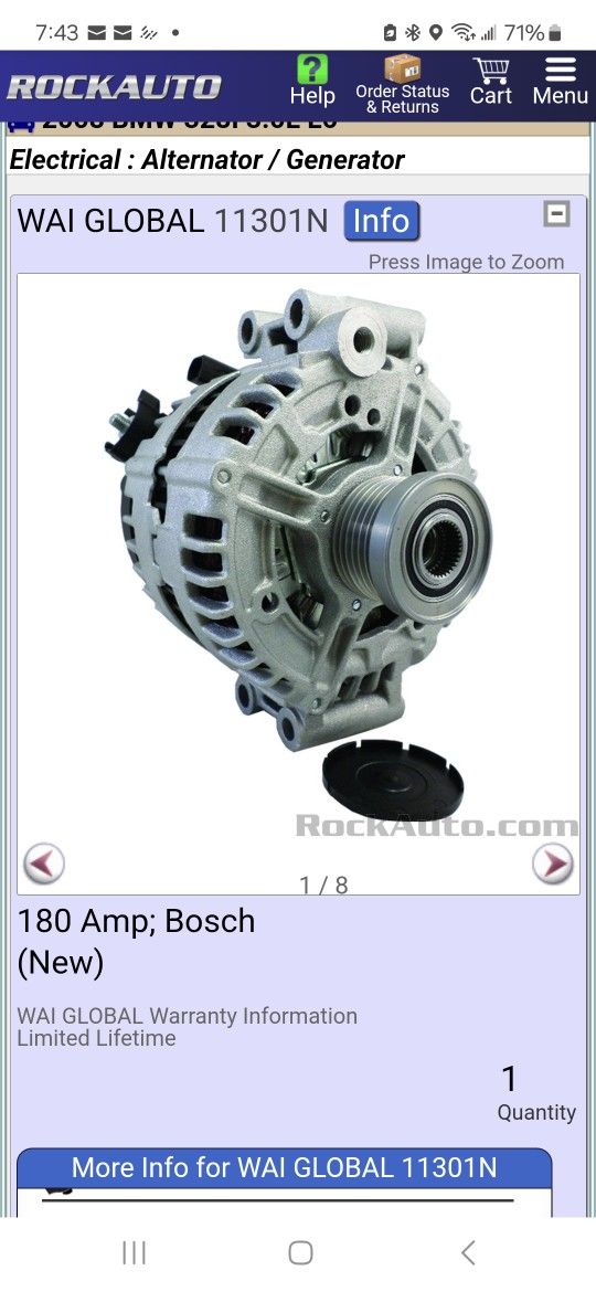 BMW 180 amp alternator