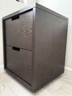 West Elm Night Stand Mixed solid wood frame covered w/ acacia veneer in Burnished Black