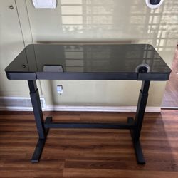 Electric Standing Desk – Glass Top, USB/Outlets
