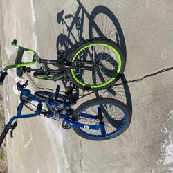 Green And Blue BMX Bikes