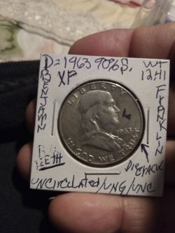 🇺🇸"B. Franklin. 🐰(B./B. Teeth.)(1963."D") Wt:12.41. W./ Errors Uncirculated.