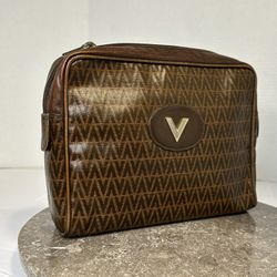 VALENTINO Mario V Brown PVC Leather Clutch Bag