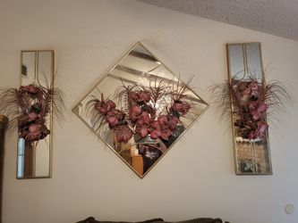 3 Piece Floral Wall Glass Decor EASTSIDE 