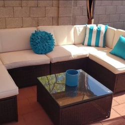 7 Piece Modular Patio Furniture Sectional Set w/Cushions Included **New**