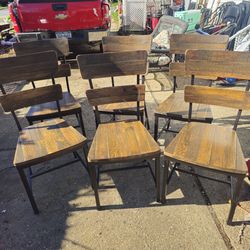 The prices firm.. six beautiful rustic industrial kitchen chairs