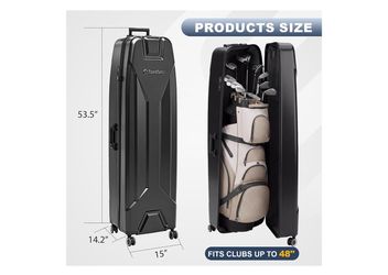Chardum Hard Shell Golf Travel Case with Wheels & TSA Lock – Fits Golf Bags up to 48” – Brand New