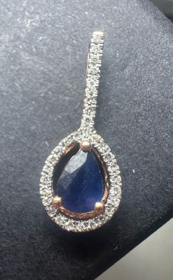 14k rose gold natural sapphire & diamond pendant
