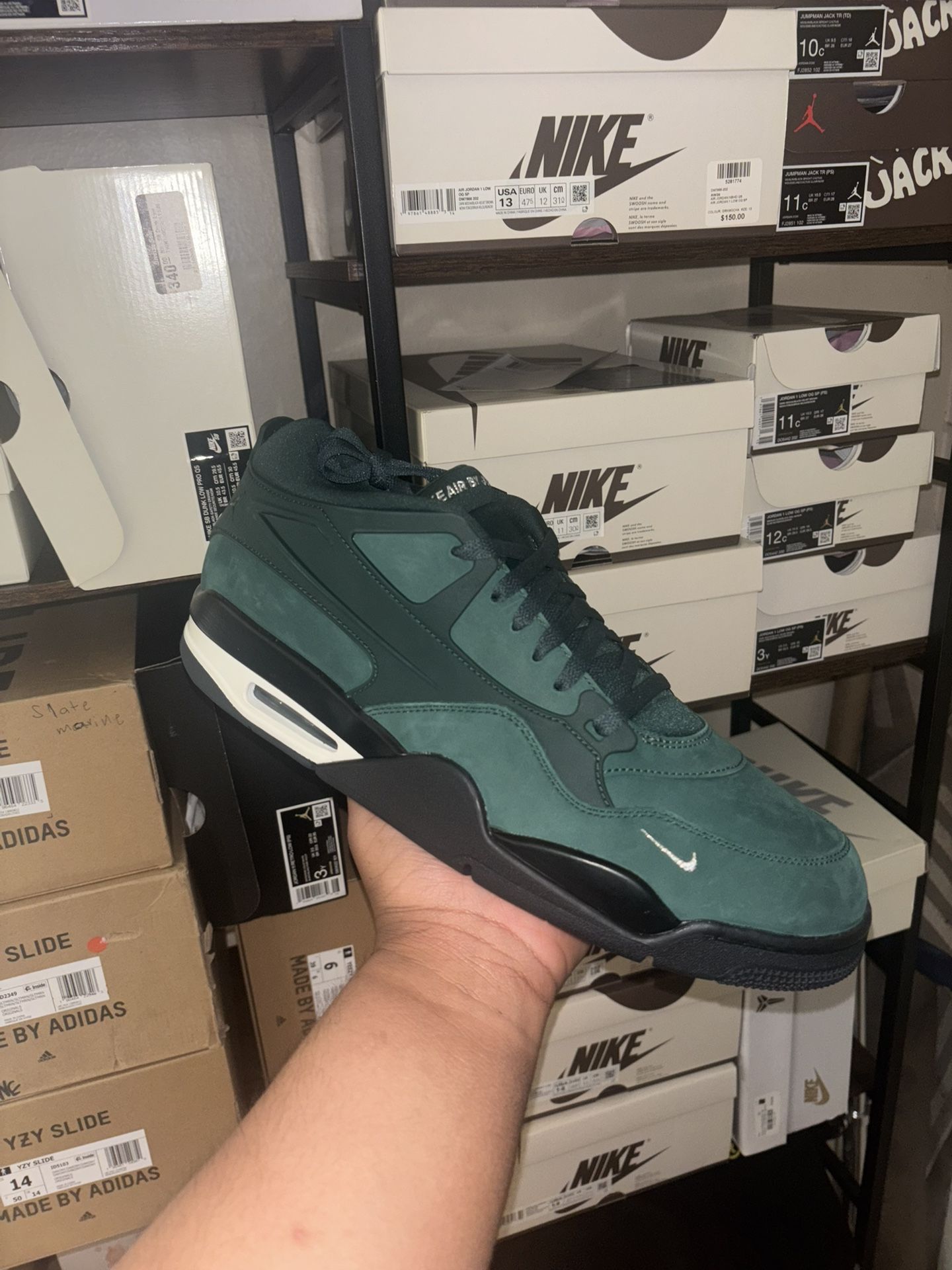 Jordan 4 Nigel Sylvester Grandmas Driveway Green Size 13 & 14M Signed Box With Limited Undefeated X Bike Air Shirts Size LG & XL