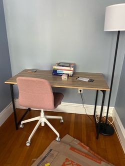 Wood Top Desk with Black Metal Legs