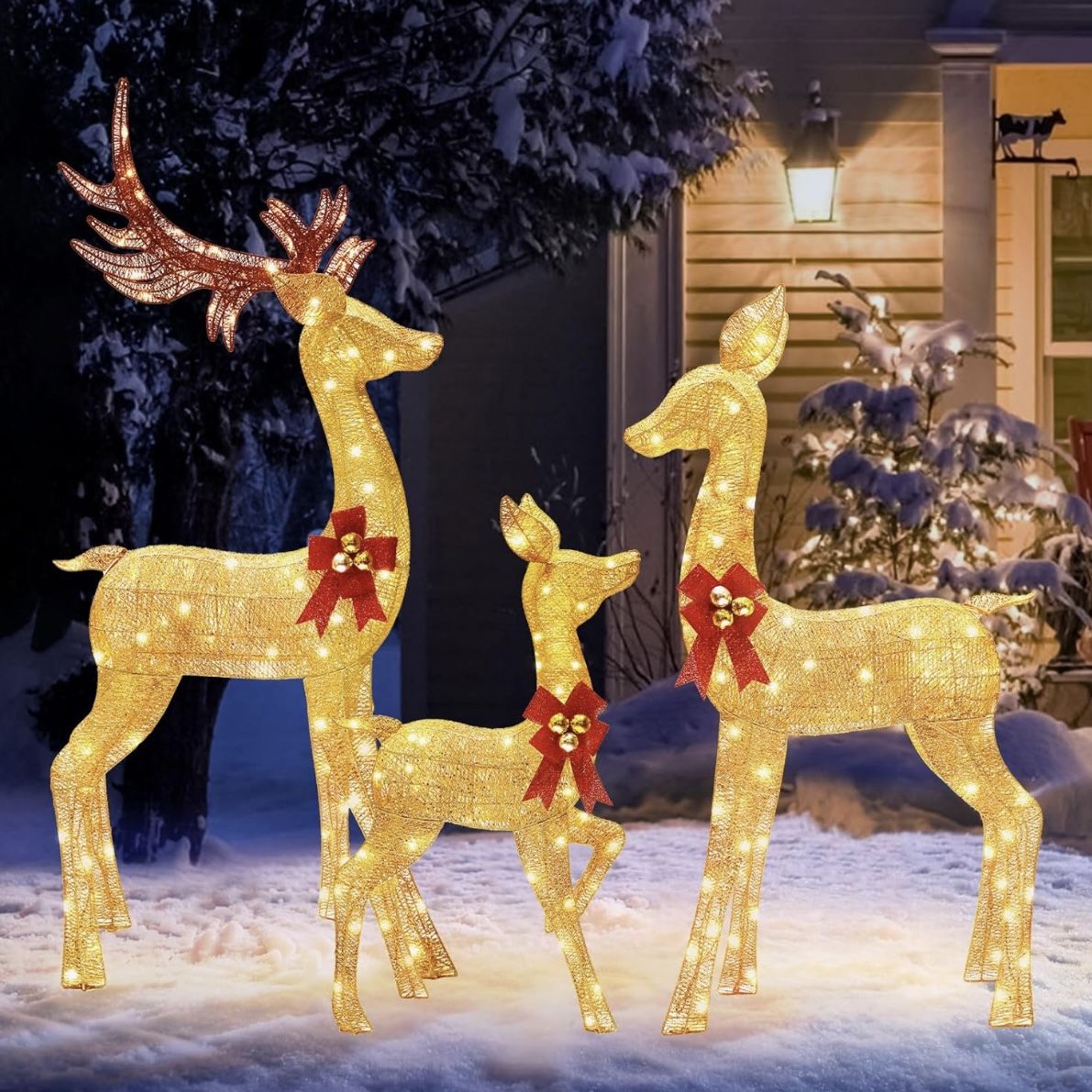 Light Up Glitter Deer Family 