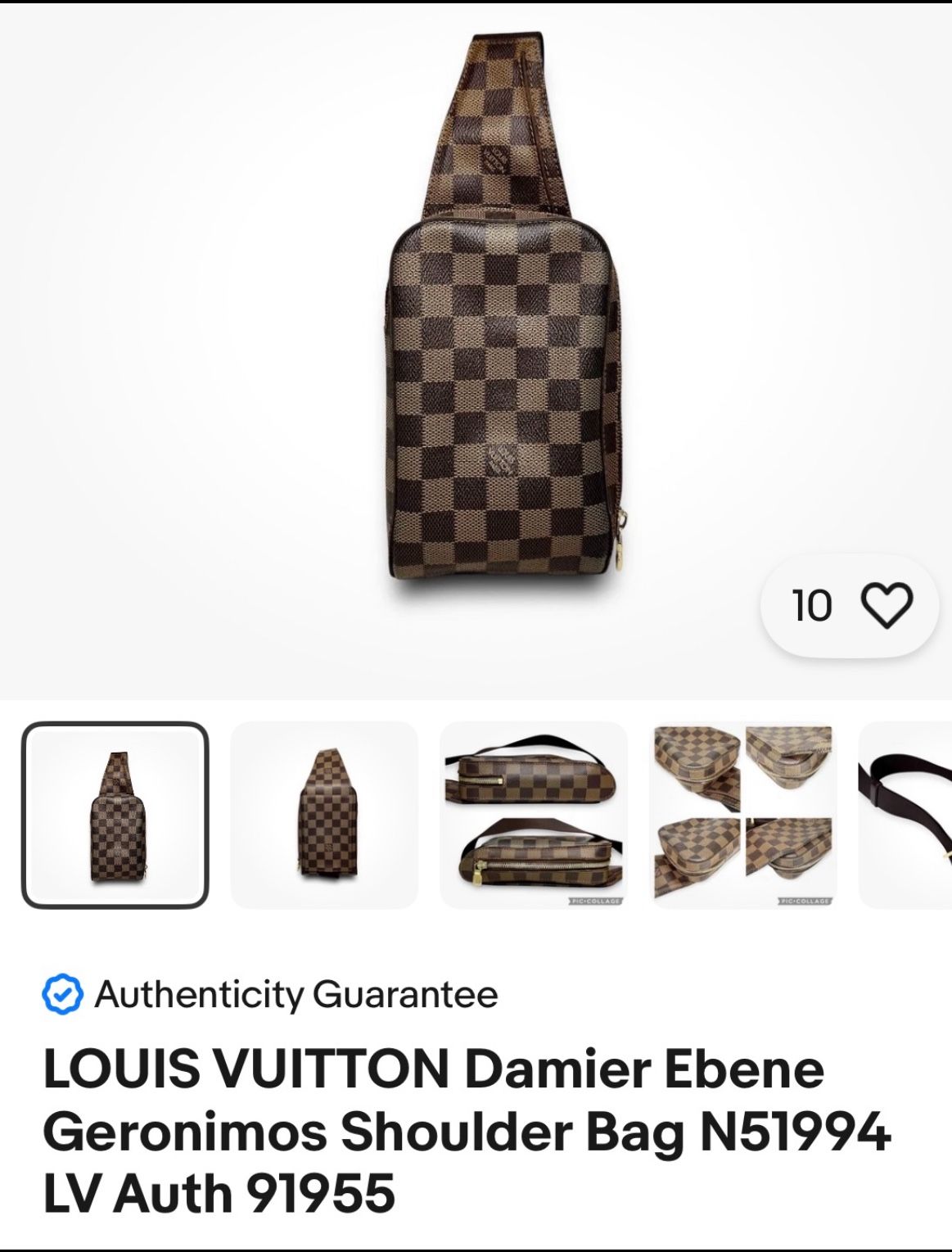 LOUIS VUITTON Damier Ebene Geronimos Shoulder Bag N51994