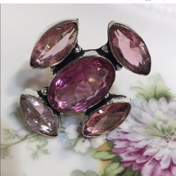 Gorgeous Large Sterling Silver Rhodolite  Ring. 