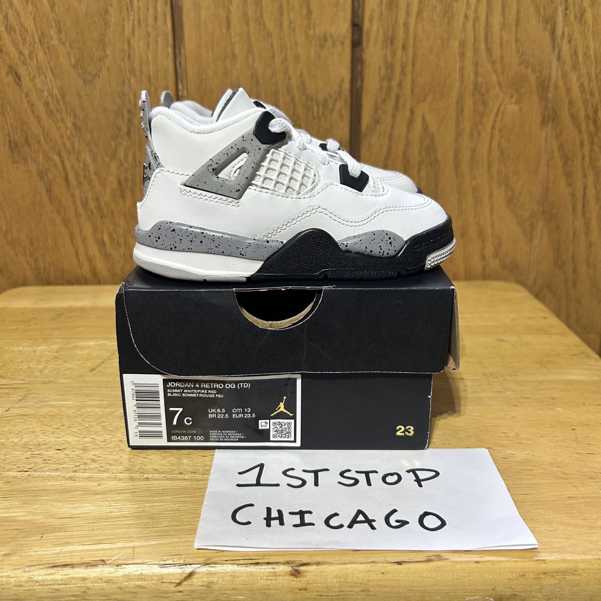 Nike Air Jordan 4 Retro OG Toddler White Cement 2025 IB4387-100 TD Size 7C NEW
