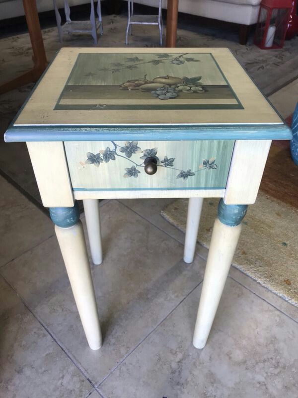 Solid Wood Handpainted Accent Table / End Table