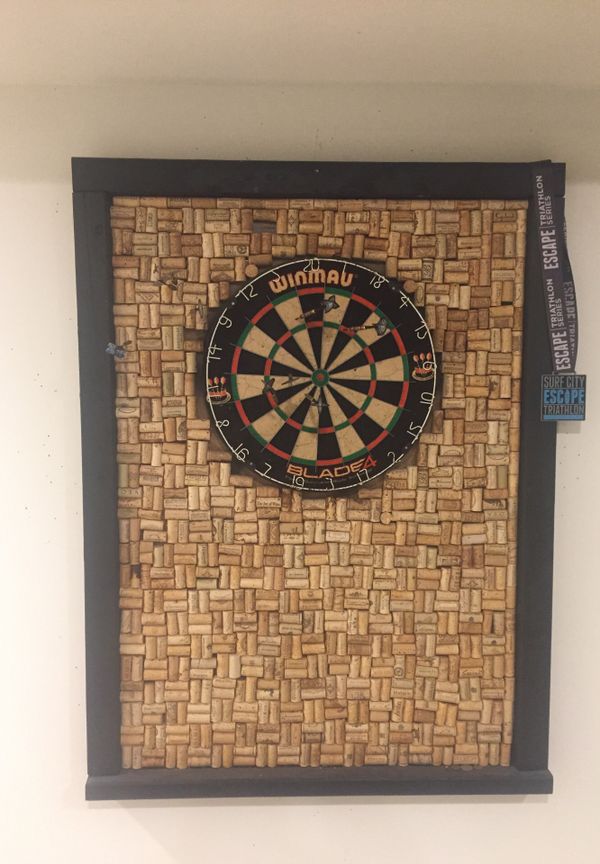 Custom Dart Board backdrop + new dart board in box for Sale in Los