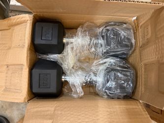 Pair of 10lb rubber hex dumbbells