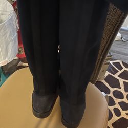 Valentino Red Suede Tall Black Boots W Bow Size 7 new 