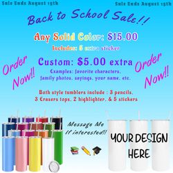 Tumbler School Special Sale
