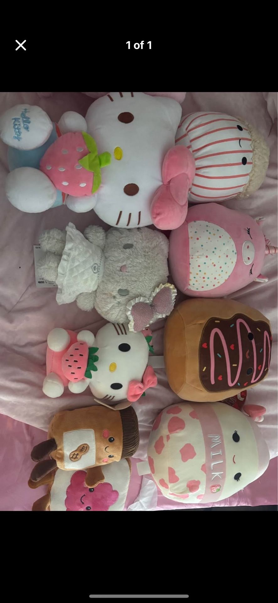 Hello Kitty And Squishmallow Plushies