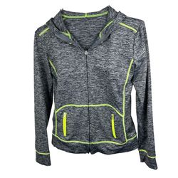 Grey Long Sleeve Full Zipper Hoodie Active Wear Gym