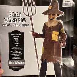 Scary Scarecrow Halloween Costume SIZE CHILD MEDIUM 8-10 PITCHFORK NOT INCLUDED 