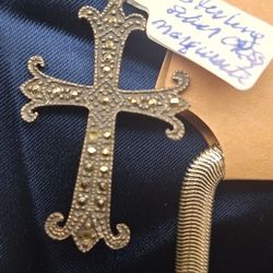 Sterling Silver Marquisite Cross