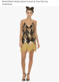 Underboss Sequin Harlequin Mini Dress with Fringe
