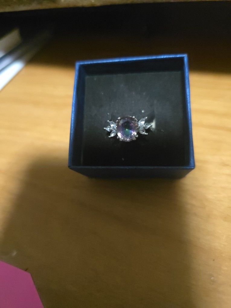 Size 5 Sterling Silver pink Topaz Ring
