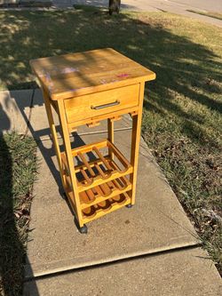 Wooden Kitchen Cart with Wine Rack