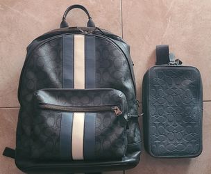 COACH  Men's West
Backpack In Signature Canvas
With Varsity Stripe 
              +
Coach Sullivan
Pack In Signature
Leather
• 2-Piece Set