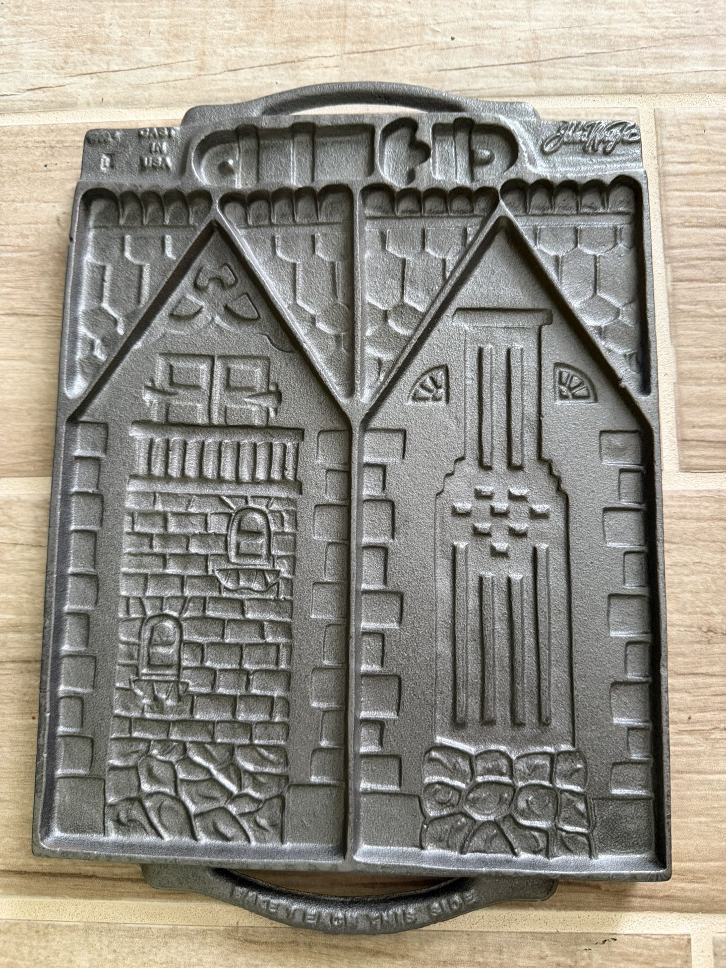 Victorian John Wright Cast Iron Gingerbread House 2 Sided Christmas Cookie Mold