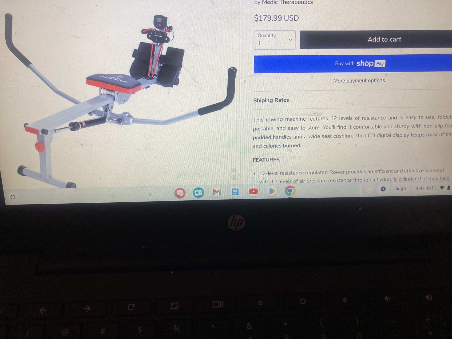 Medic Therapeutics Rowing Machine