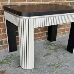 Mid Century Striped Side End Table 
