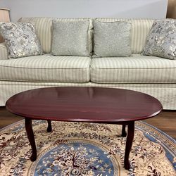 Sofa Set with Cherry Wood Center  & Side Table