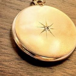 Antique 10K Gold Starburst Locket | Rose-Cut Diamond | Victorian / Edwardian Pendant