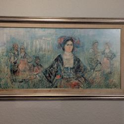 Large Signed Vintage Print: Greece by Edna Hibel 😊
1980 printed in Switzerland.
 # 579 of 1000