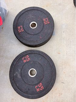 Pair of 55 pounds Olympic bumper plates in good condition