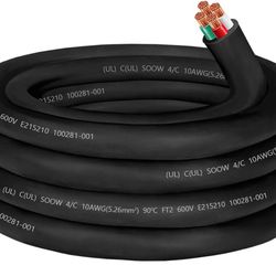 10/4 Wire 10 Gauge SOOW Wire 10AWG 10/4,30 amp Cable SOOW Portable Power Cable. Machinery-15ft