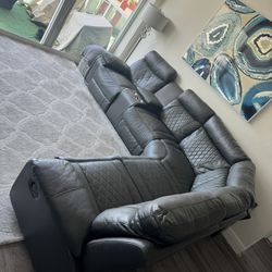  Couch Black Reclining Sofa 96” X 96 - Price Is Firm, No Offers.
