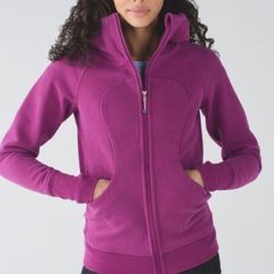 LULULEMON SCUBA Hoodie III Size 6 Cotton Fleece Heathered Regal Full zip up Magenta /Plum