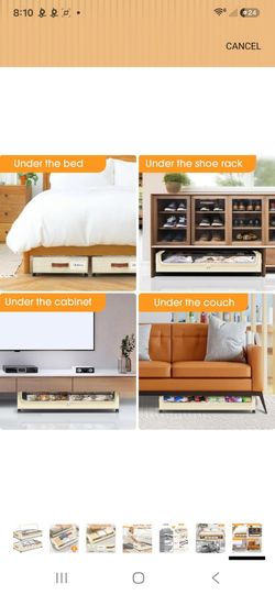 2  beige Under the bed storage with wheels