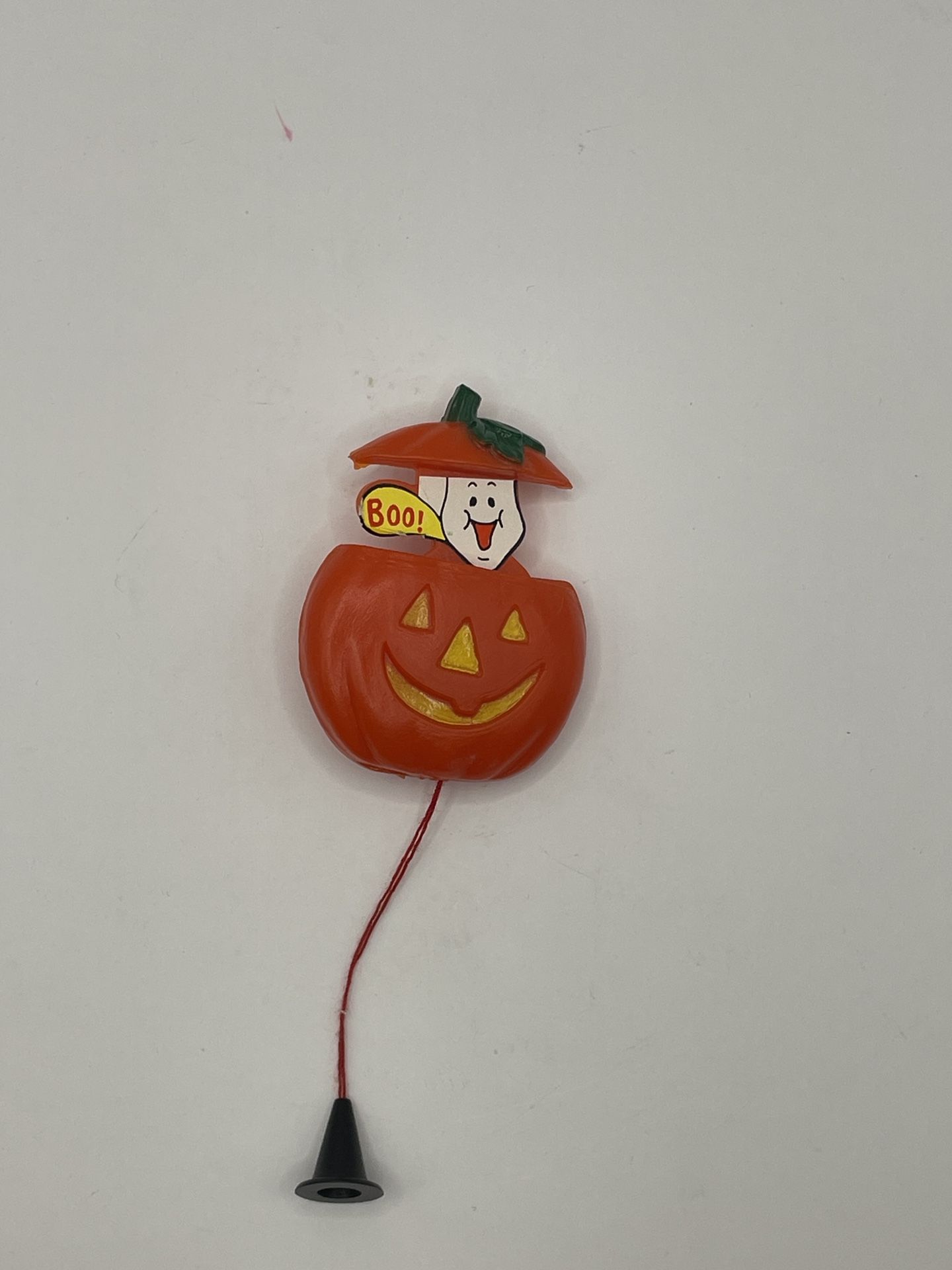 Vintage Halloween Pumpkin with Ghost Popping Up Pull String Pin/ Brooch