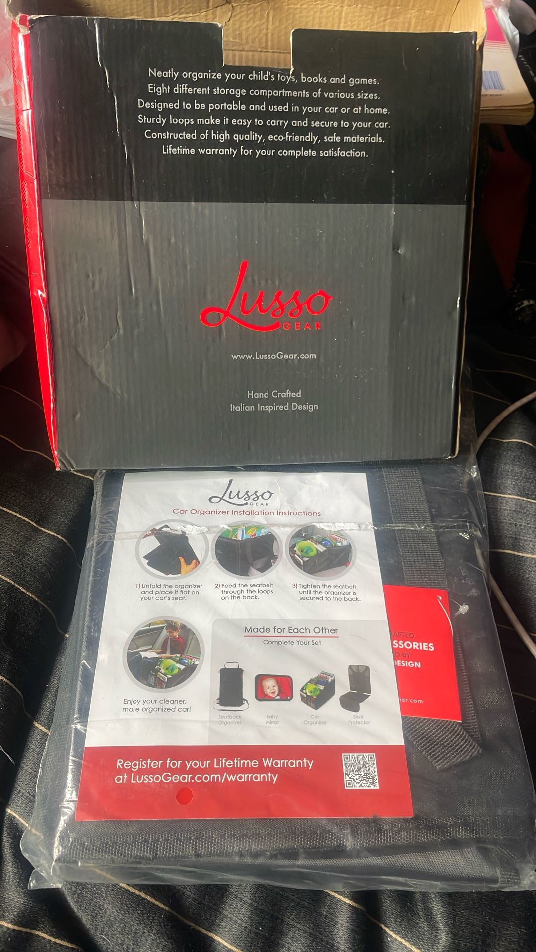 Lusso Gear Italian Crafted Car Seat Organizer (Brand New)
