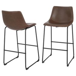 29” Brown Leather Bar Stools