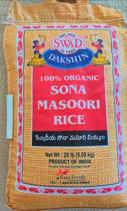 NEW Swad Dakshin Organic Sona Masoori Rice 20 lb