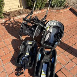 Graco Baby Car Seat with Graco Stroller Frame and Two Graco Bases