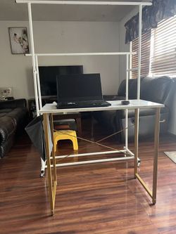 Computer Desk + Rolling Clothes Rack