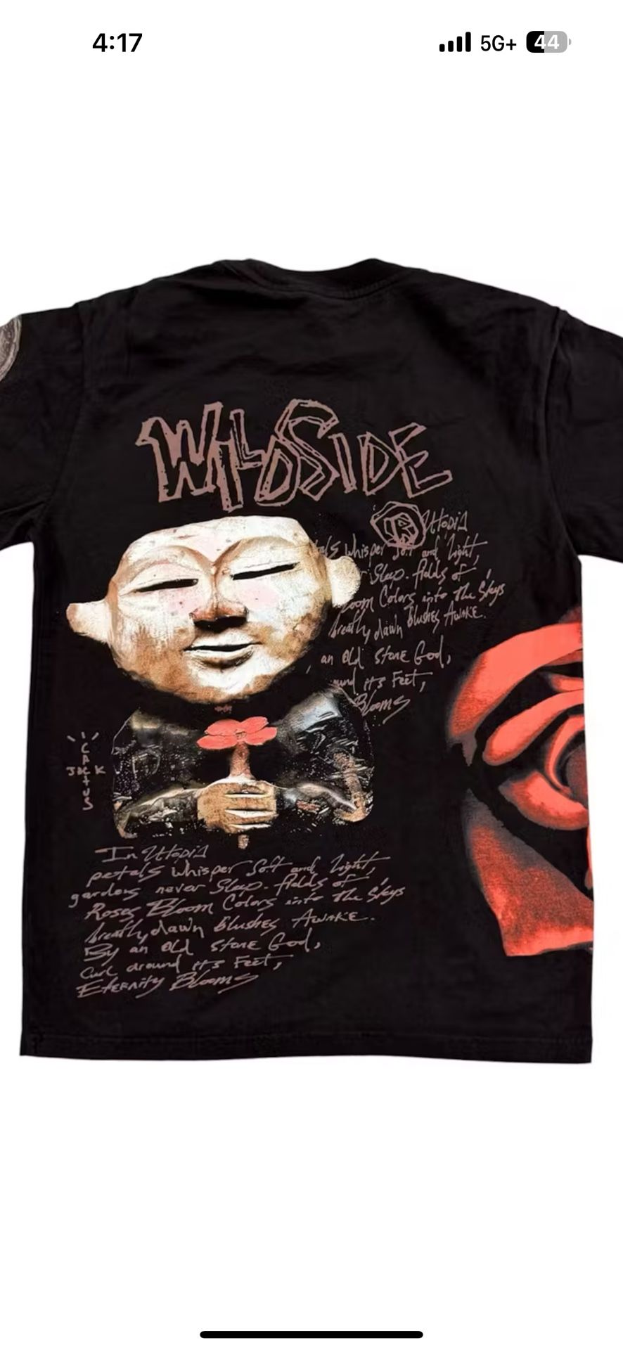 Travis Scott X YOHJI Yamamoto Wild slide Tee Size L