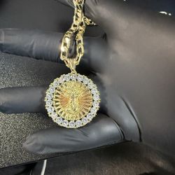 Angel Medallion gold Plated 925 Silver Chain 